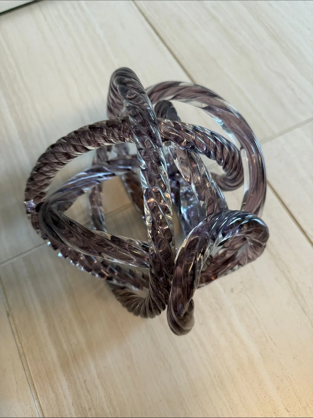 ZGallerie Handblown Glass Knot Sculpture in Smoky Purple